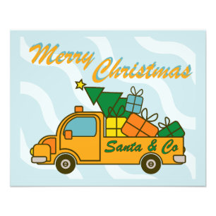 Santa LKW Seitenansicht Frohe Weihnachten Fotodruck