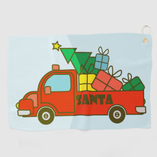 Santa LKW Seitenansicht Frohe Weihnachten Golfhandtuch
