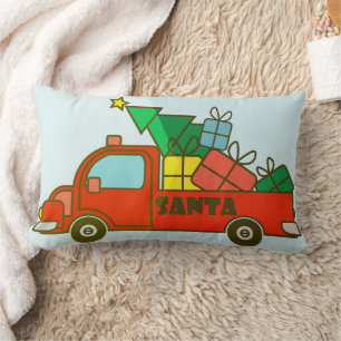 Santa LKW Seitenansicht Frohe Weihnachten Lendenkissen