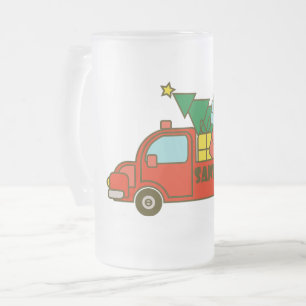 Santa LKW Seitenansicht Frohe Weihnachten Mattglas Bierglas