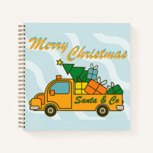 Santa LKW Seitenansicht Frohe Weihnachten Notizbuch
