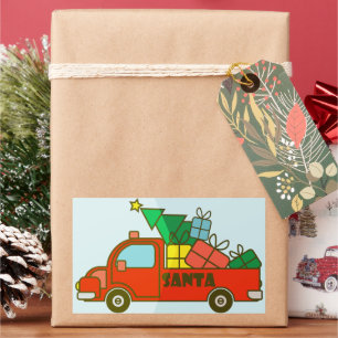 Santa LKW Seitenansicht Frohe Weihnachten Rechteckiger Aufkleber