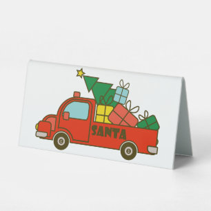Santa LKW Seitenansicht Frohe Weihnachten Tischaufsteller