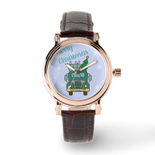Santa LKW Vorderansicht Frohe Weihnachten Armbanduhr