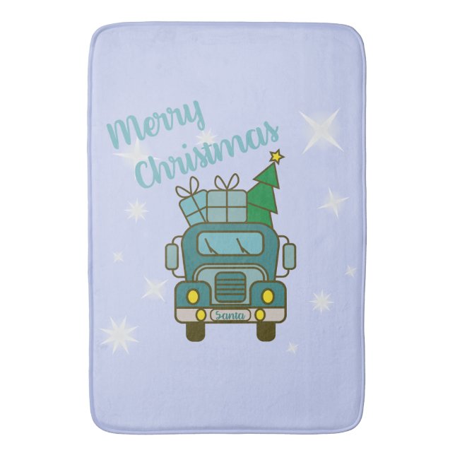Santa LKW Vorderansicht Frohe Weihnachten Badematte (Vorderseite Vertikal)