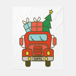 Santa LKW Vorderansicht Frohe Weihnachten Fleecedecke
