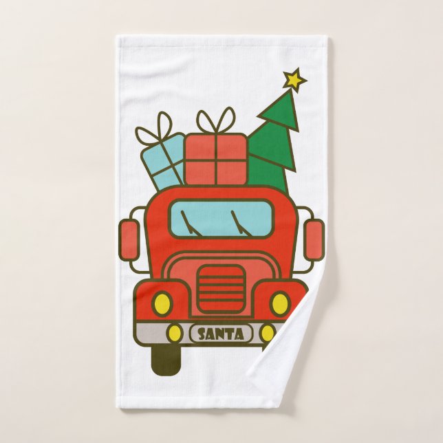 Santa LKW Vorderansicht Frohe Weihnachten Handtuch (Handtuch)