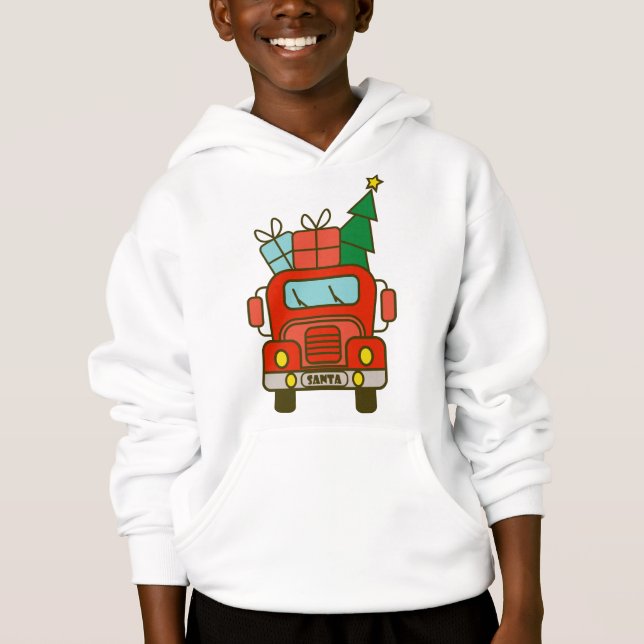 Santa LKW Vorderansicht Frohe Weihnachten Hoodie (Vorderseite)