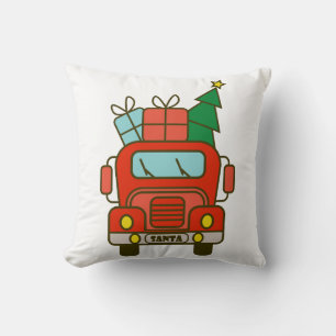 Santa LKW Vorderansicht Frohe Weihnachten Kissen