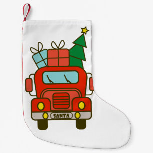 Santa LKW Vorderansicht Frohe Weihnachten Kleiner Weihnachtsstrumpf