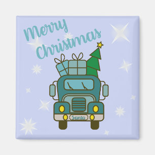 Santa LKW Vorderansicht Frohe Weihnachten Magnet