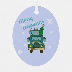 Santa LKW Vorderansicht Frohe Weihnachten Ornament Aus Metall
