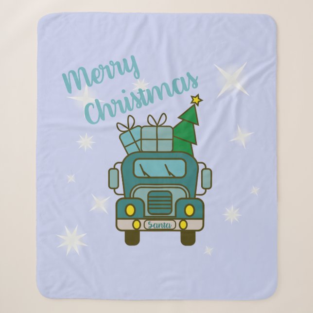 Santa LKW Vorderansicht Frohe Weihnachten Sherpadecke (Vorderseite)