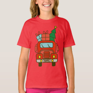 Santa LKW Vorderansicht Frohe Weihnachten T-Shirt