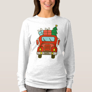 Santa LKW Vorderansicht Frohe Weihnachten T-Shirt