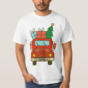 Santa LKW Vorderansicht Frohe Weihnachten T-Shirt