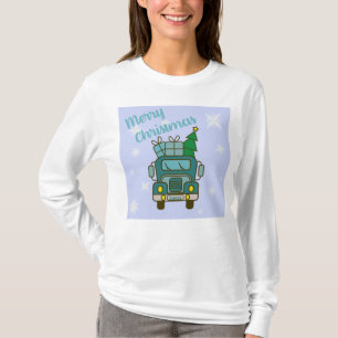 Santa LKW Vorderansicht Frohe Weihnachten T-Shirt