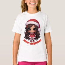 Santa Mädchen frohe Weihnachten T-Shirt