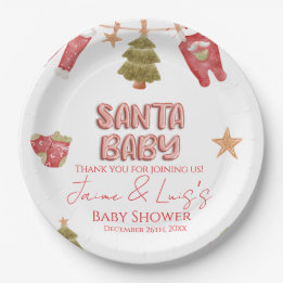 Santa Mädchen Junge Feiertag Baby Shower Pappteller