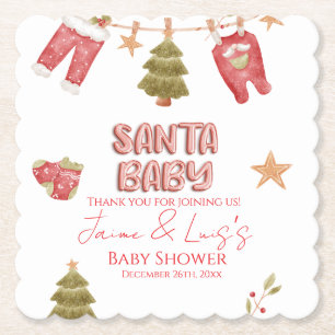 Santa Mädchen Junge Feiertag Baby Shower Untersetzer
