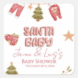 Santa-Mädchen-Jungen-Urlaub-Baby-Dusche Quadratischer Aufkleber