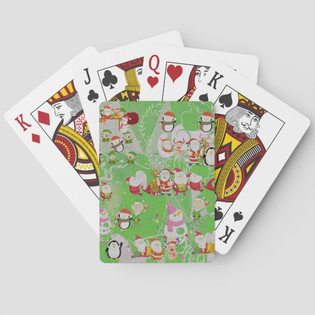 Santa Magical Green New Jahre Spielkarten (Rückseite)