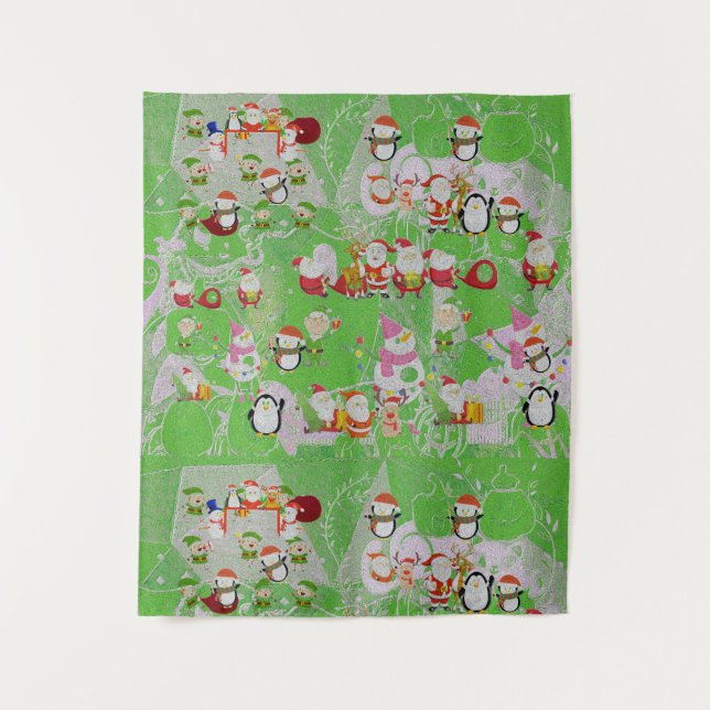 Santa Magical Green New Jahre Wandteppich (Vorderseite)