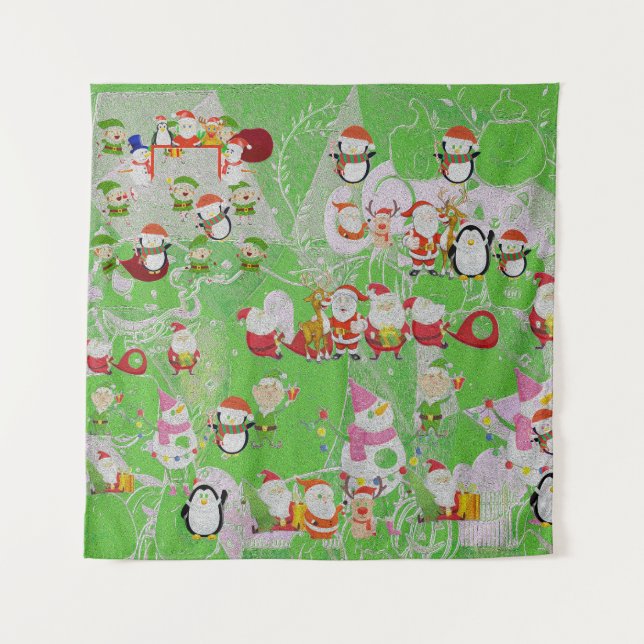Santa Magical Green New Jahre Wandteppich (Vorderseite)