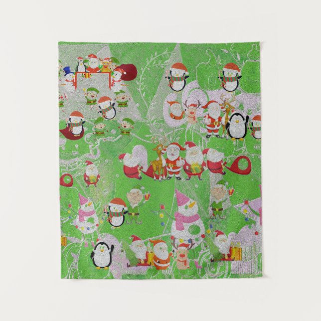 Santa Magical Green New Jahre Wandteppich (Vorderseite)