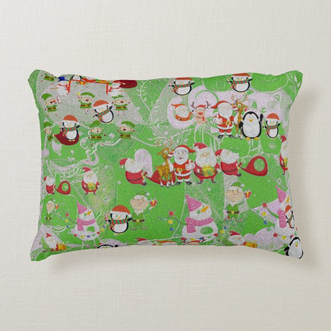Santa Magical Green New Year Dekokissen (Vorderseite)