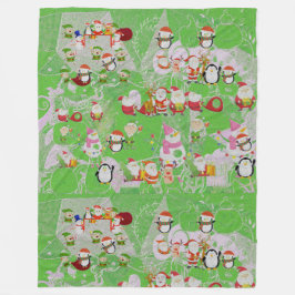 Santa Magical Green New Year  Fleecedecke