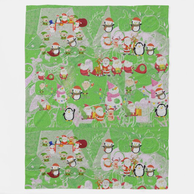 Santa Magical Green New Year  Fleecedecke (Vorderseite)