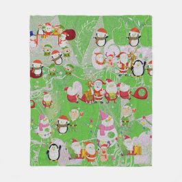 Santa Magical Green New Year  Fleecedecke