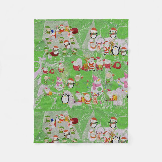Santa Magical Green New Year  Fleecedecke (Vorderseite)