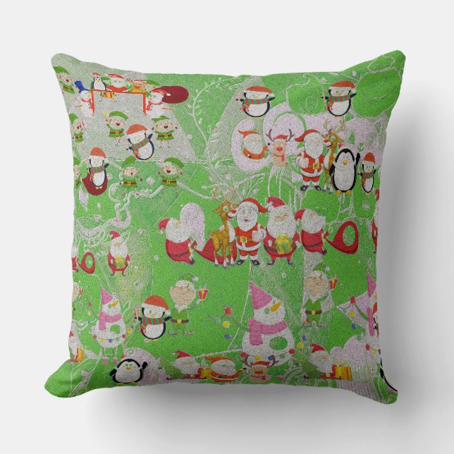 Santa Magical Green New Year  Kissen (Vorderseite)