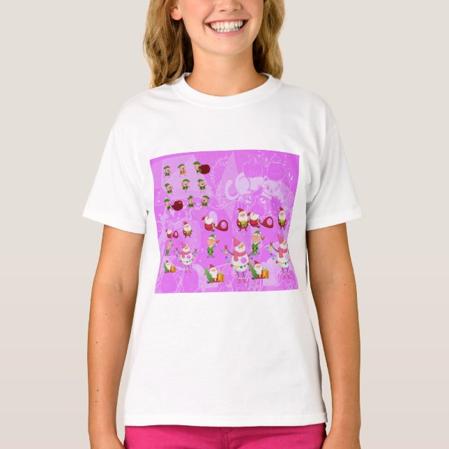 Santa Magical Pink New Jahre T-Shirt (Vorderseite)