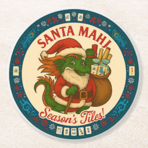 Santa Mahj Festive Runde Papier-Unterlagen Runder Pappuntersetzer