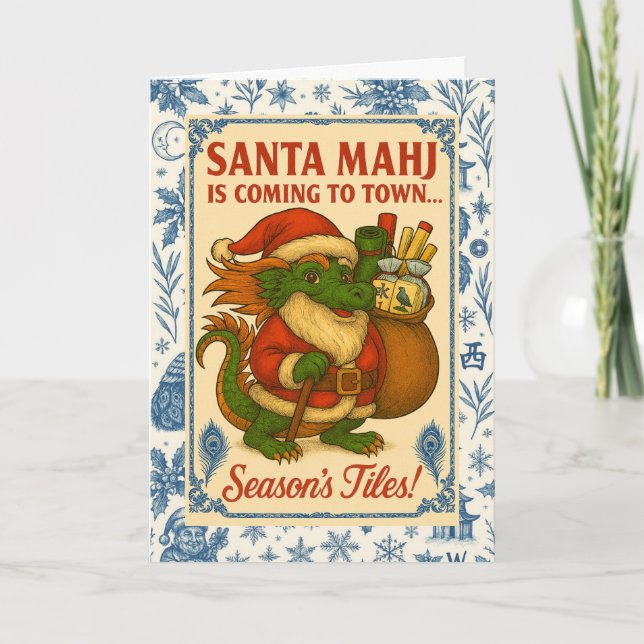 Santa Mahj! Holiday Card Feiertagskarte (Vorderseite)