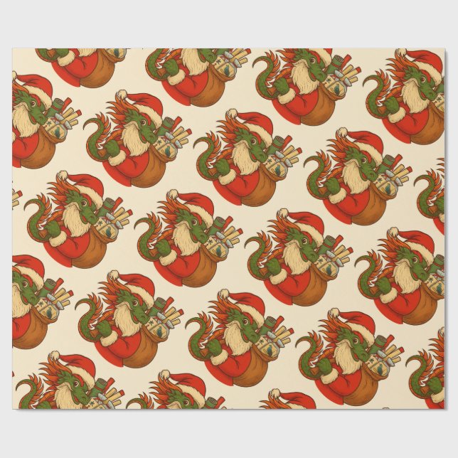 Santa Mahj Holiday Gift Wrapping Geschenkpapier (Flach)