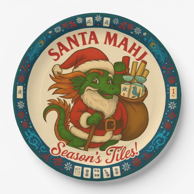Santa Mahj! Pappteller  (Vorderseite)