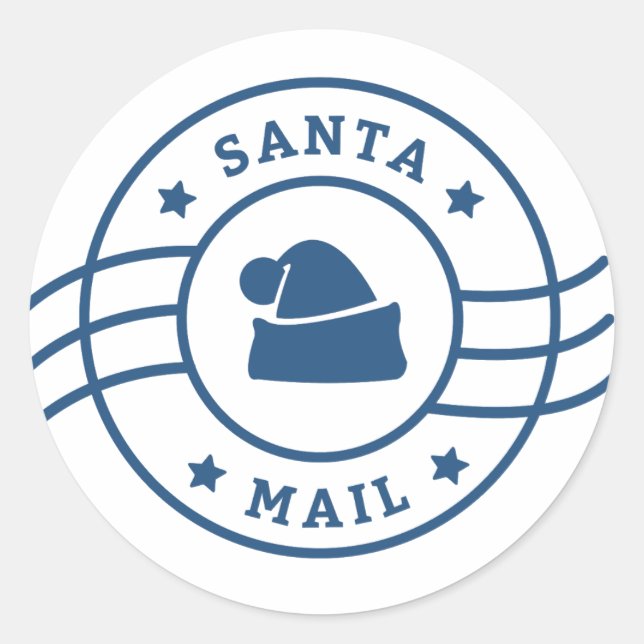 santa Mail-Briefmarke Runder Aufkleber (Vorderseite)