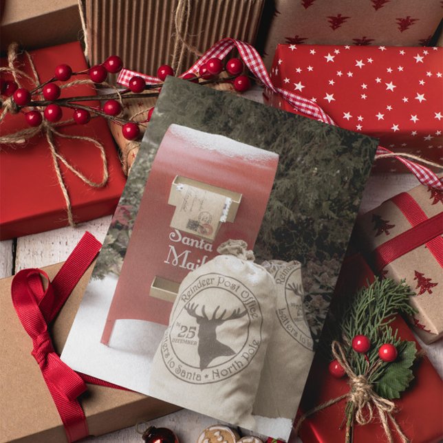 Santa Mail Reindeer Post Festliche Weihnachtsfeier Karte (Von Creator hochgeladen)