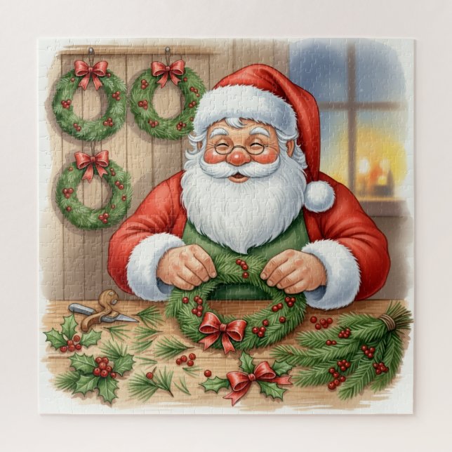 Santa Making Wreaths Christmas (Vertikal)