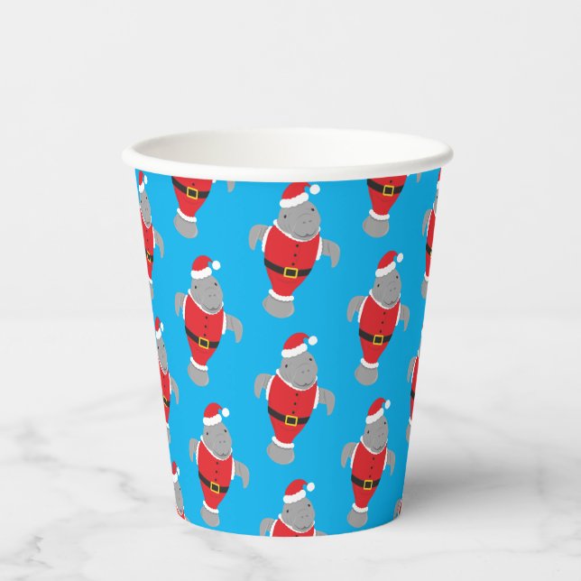 Santa Manatee Weihnachtsfeiertag Pappbecher (Vorderseite)