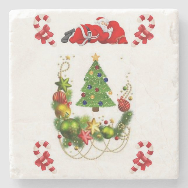 Santa Marble Stone Untersetzer Weihnachten (Vorderseite)