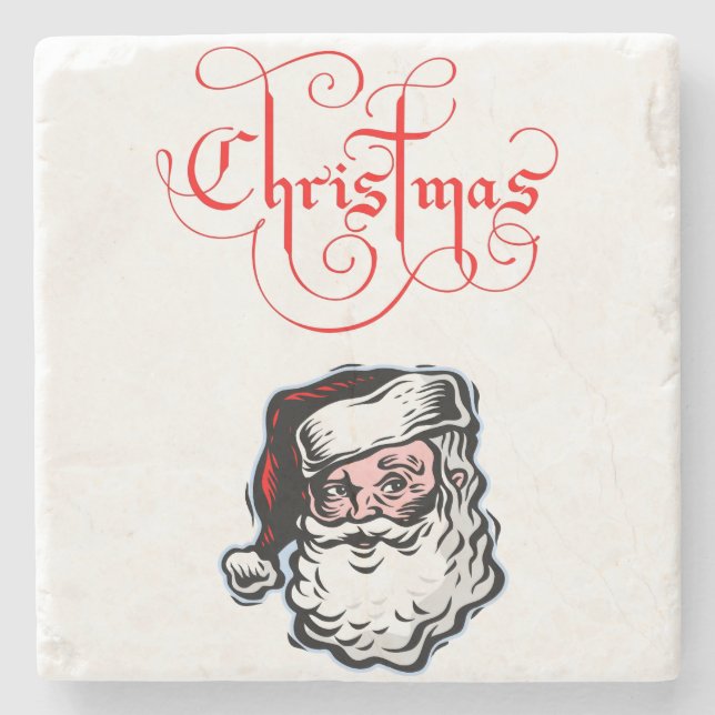 Santa Marble Stone Untersetzer Weihnachten (Vorderseite)
