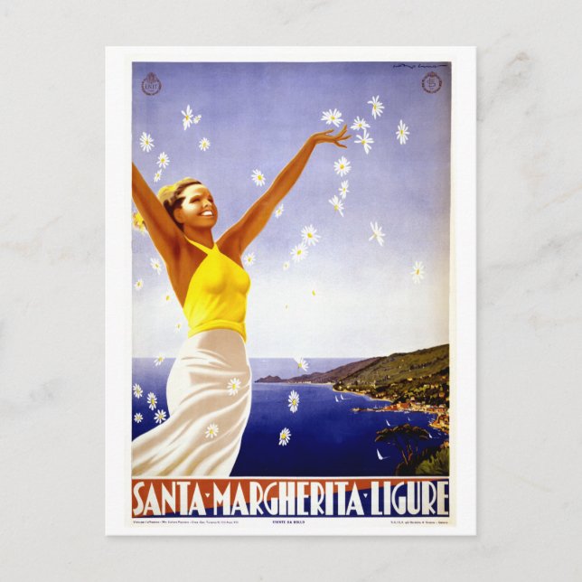 Santa Margherita Ligure Vintag Italienisches Reise Postkarte (Vorderseite)