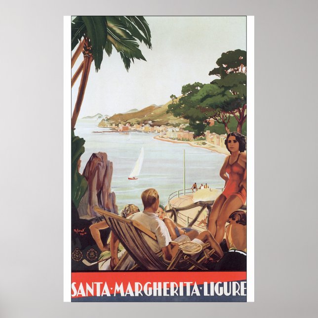 Santa Margherita Ligure Vintage Reiseplaner Poster (Vorne)