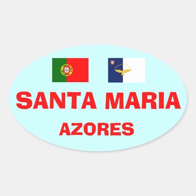 Santa Maria* Azoren Oval Ovaler Aufkleber (Vorderseite)