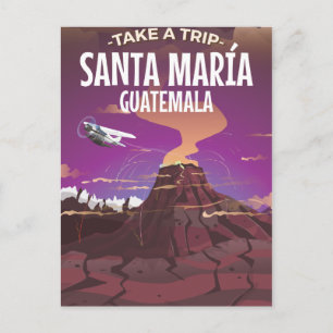 Santa María Guatemala Vintage Reiseplakat. Postkarte